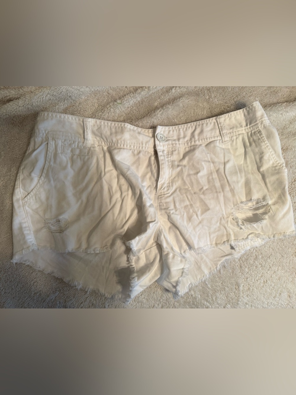 Mossimo White Frayed Hem Shorts